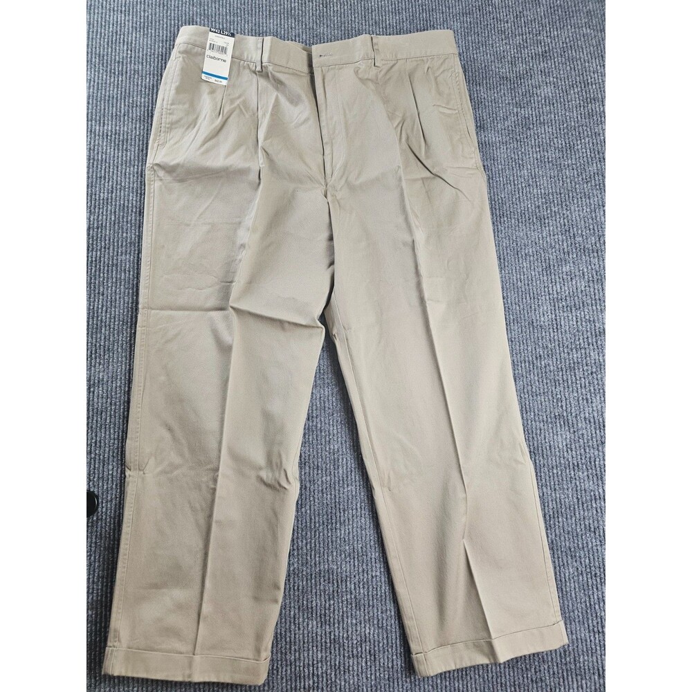 Men's Liz Claiborne Khaki Pants With Pleats and Cuffs 42 x 29.5